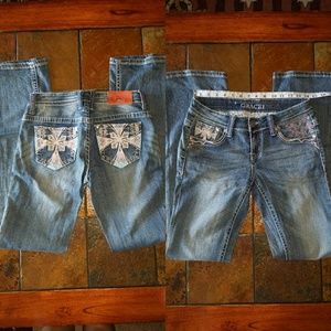 Grace in LA Embroidered Cross Jeans